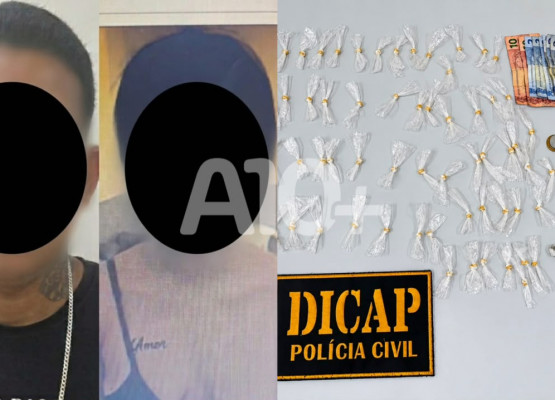 Casal é preso em flagrante com drogas e moto roubada dentro de boca de fumo em Timon