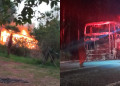 Ônibus com turistas fica destruído ao pegar fogo após apresentar problema mecânico no litoral do Piauí