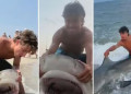 Pescadores dos EUA arrastam tubarões até a praia para fazer fotos e vídeos para as redes