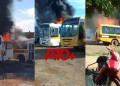 Incêndio de grande proporções atinge três ônibus e uma van no Piauí; um dos veículos ficou completamente destruído
