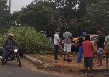 Carro bate e derruba árvore sobre motociclista na zona Leste de Teresina
