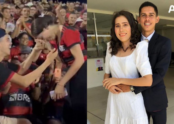 Cinco meses depois, torcedor que pediu namorada em casamento no Albertão celebra união com amada