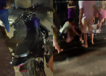 Motociclista foge de blitz, atropela pedestre e deixa passageira gravemente ferida em Teresina