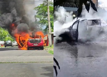 Veículo pega fogo e fica destruído na zona Leste de Teresina; vídeo!