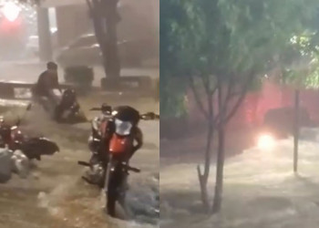 Forte chuva provoca estragos, alaga ruas e arrasta veículos em Teresina; assista
