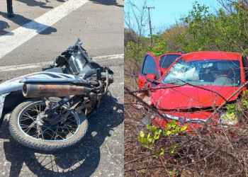 Idoso morre após grave acidente entre carro e motocicleta em Parnaíba, litoral do Piauí