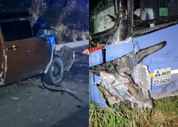 Motorista de carro morre após colisão frontal com ônibus em Cocal, interior do Piauí