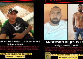 Polícia divulga fotos de faccionados suspeitos de cometer diversos homicídios no Piauí