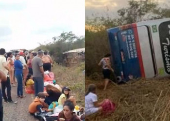 Vídeo mostra passageiros após acidente com ônibus que saiu do Piauí e tombou em Pernambuco