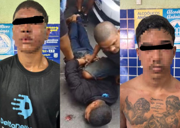 Clientes de estabelecimento reagem a assalto e dois homens são presos pela PM no Piauí; vídeo