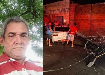 Taxista morre após bater carro contra poste de energia elétrica em Teresina