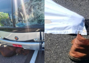 Homem que andava a cavalo tenta atravessar rodovia, mas morre após ser atropelado por ônibus no PI