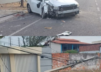 Motorista perde controle de veículo e bate contra poste no Piauí; duas pessoas ficaram feridas