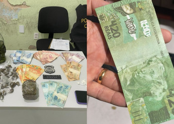 Suspeito de integrar facção é preso com drogas e cédulas falsas no PI; nota de R$ 420 é apreendida