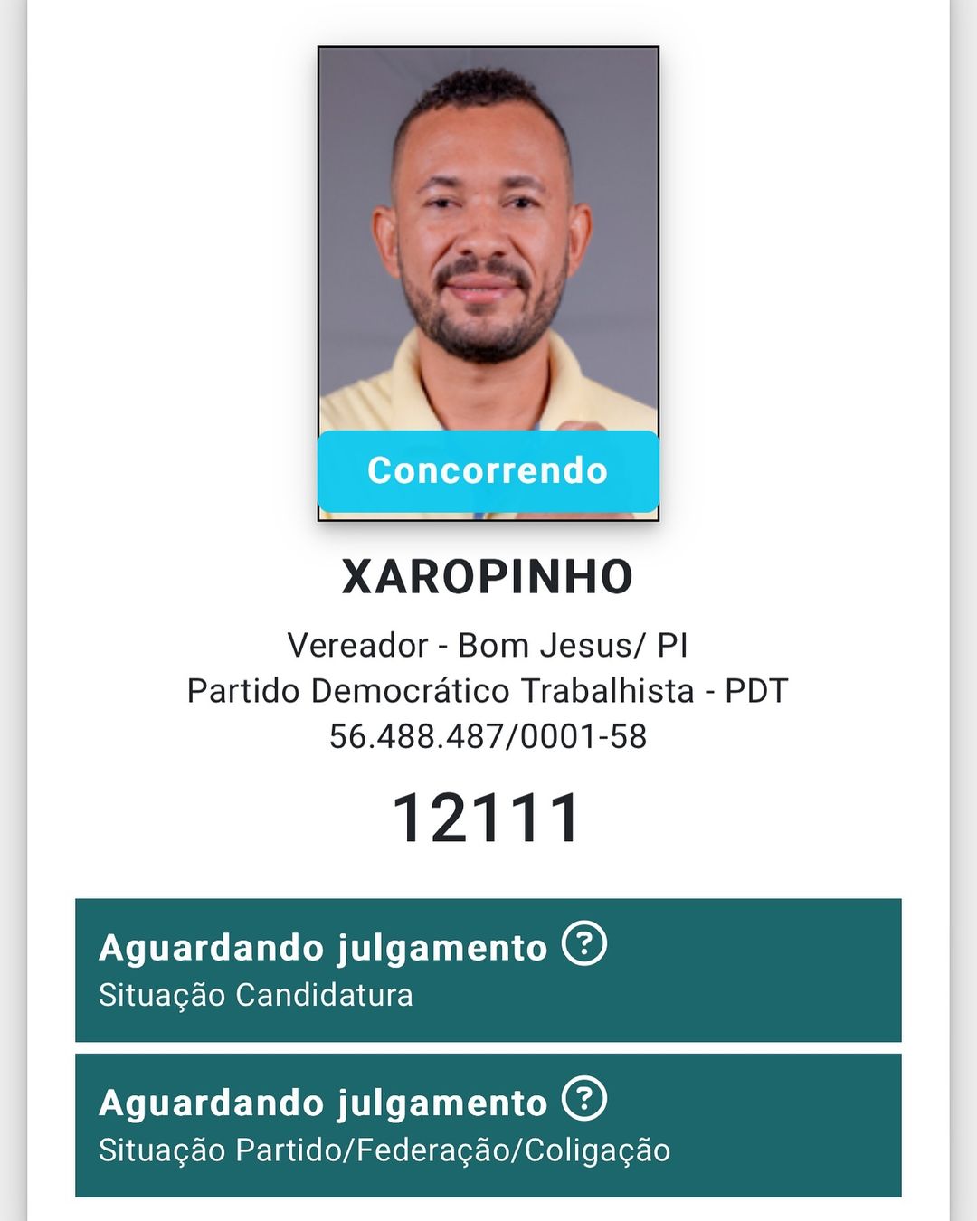 Candidato a vereador no Piauí