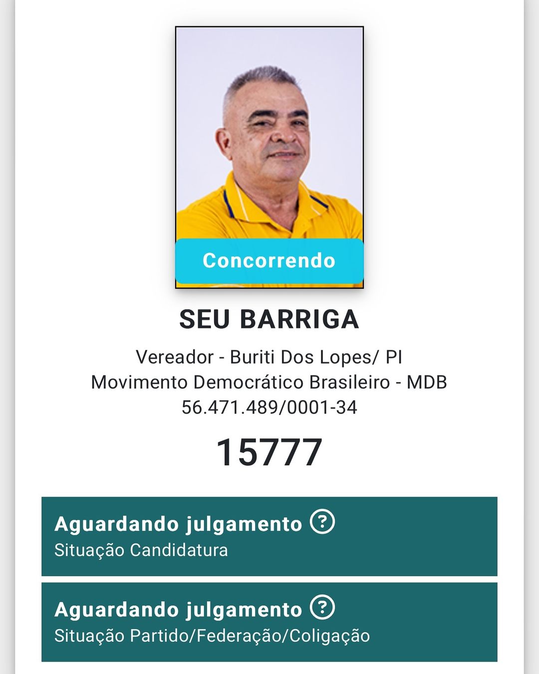 Candidato a vereador no Piauí