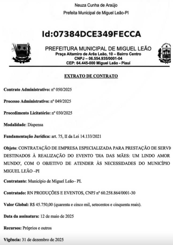 Prefeita de Miguel Leão teria contratado empresa para beneficiar vereadora da sua base de apoio